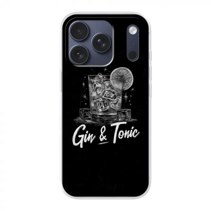 Gin en tonic - Glas - Limoen - Ijsblokjes Telefoonhoesje iPhone 17 Pro klein -3d