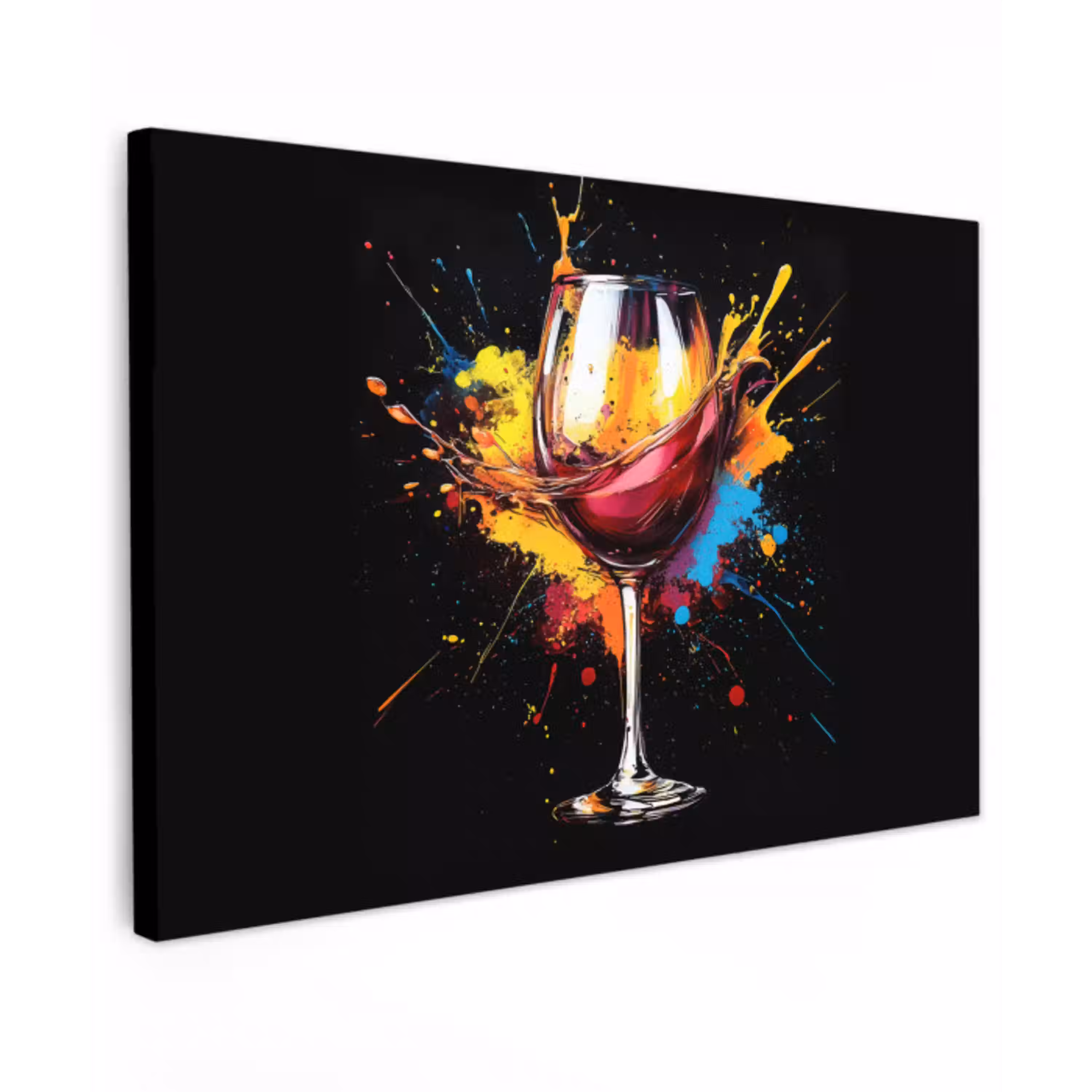 Wijn - Glas - Graffiti - Borrel - Rood - Verf Tuinposter op houten frame 2 cm dik klein -3d