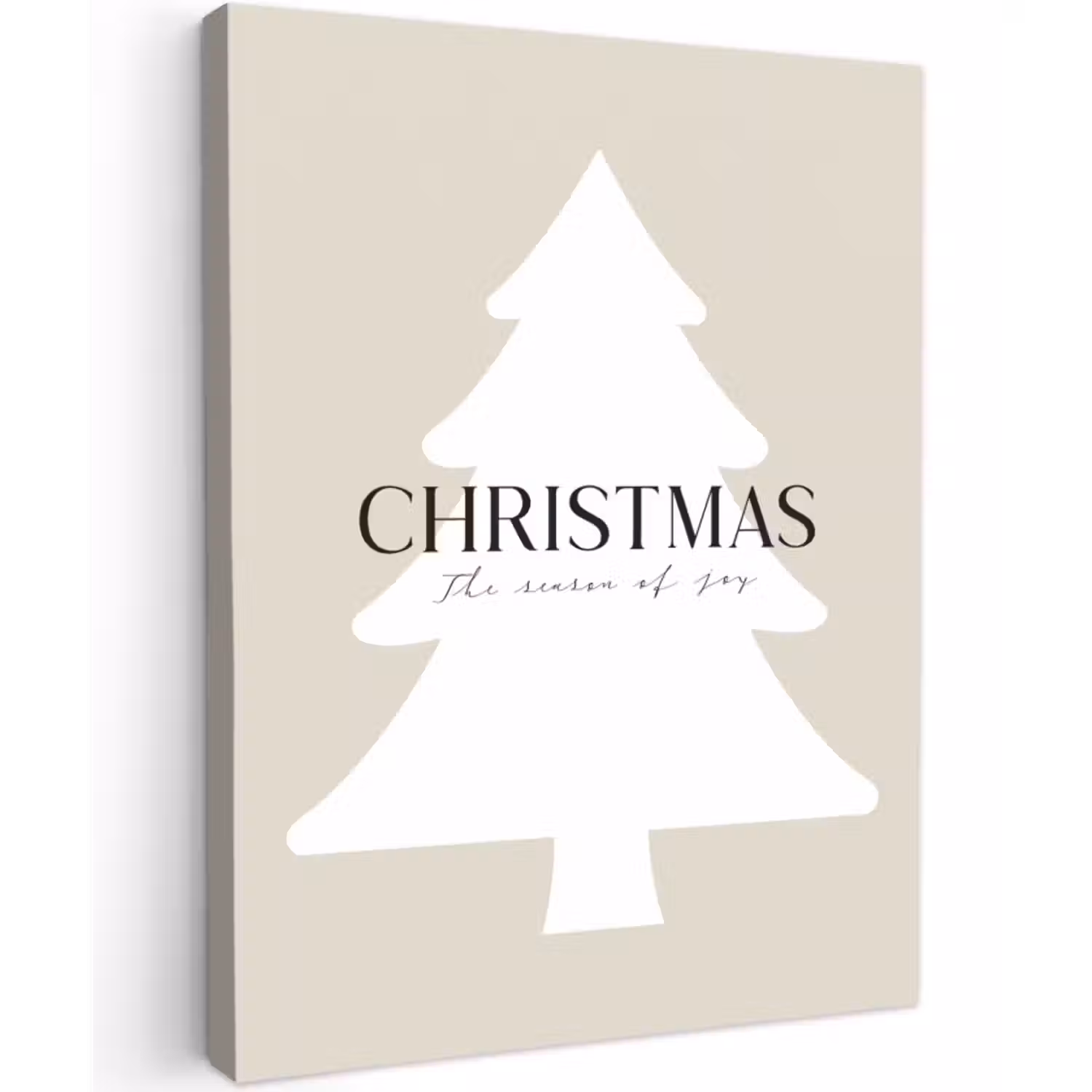 Canvas schilderij - Kerstboom - Japandi - Christmas - Beige