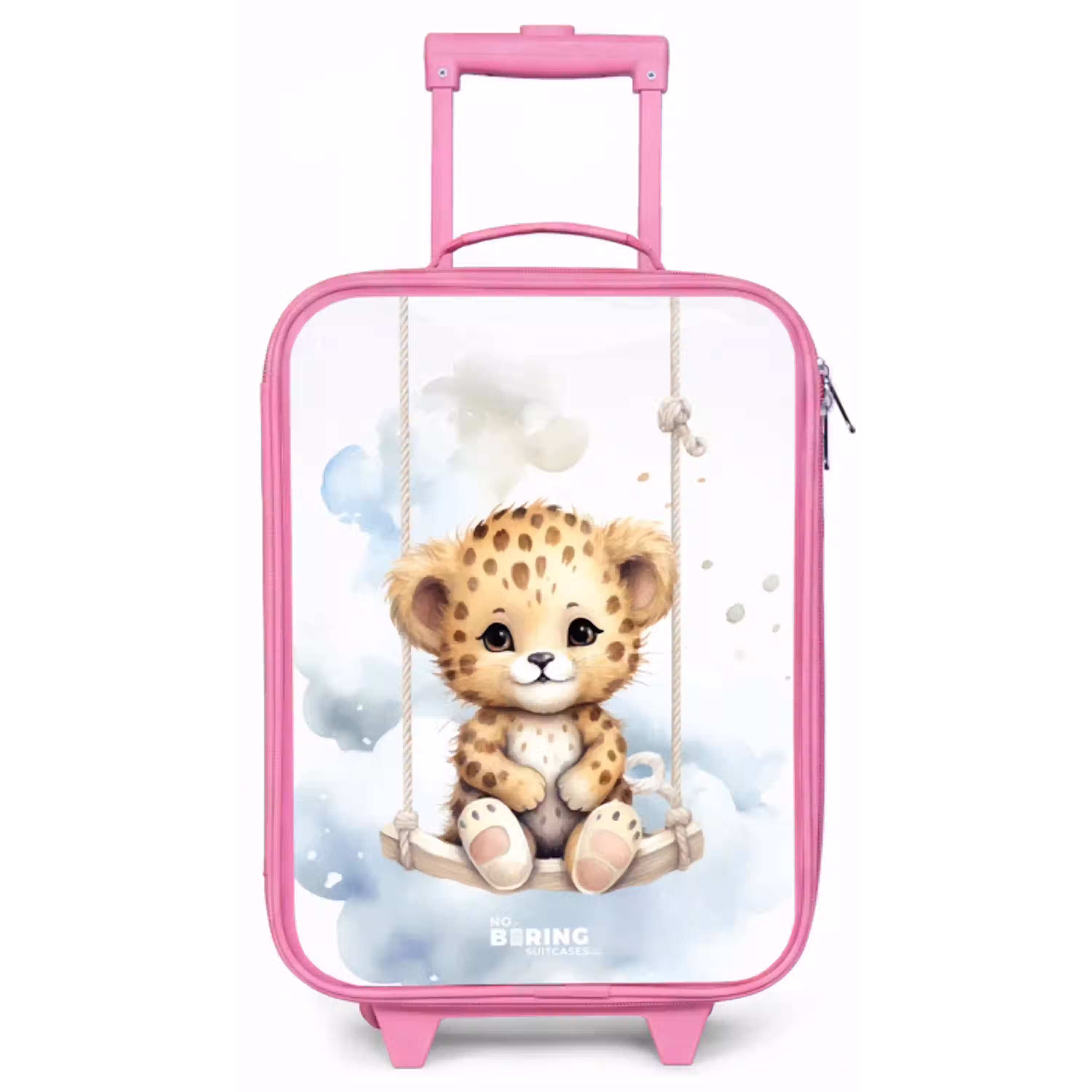 Cheeta welpje op een schommel in de wolken Kinderkoffer - Roze klein -zz3dotto
