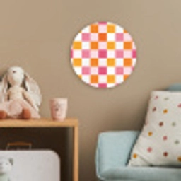 Patroon - Vierkant - Roze Wandcirkel kunststof plaat 5mm dik klein 188 -tsfeer1_kind