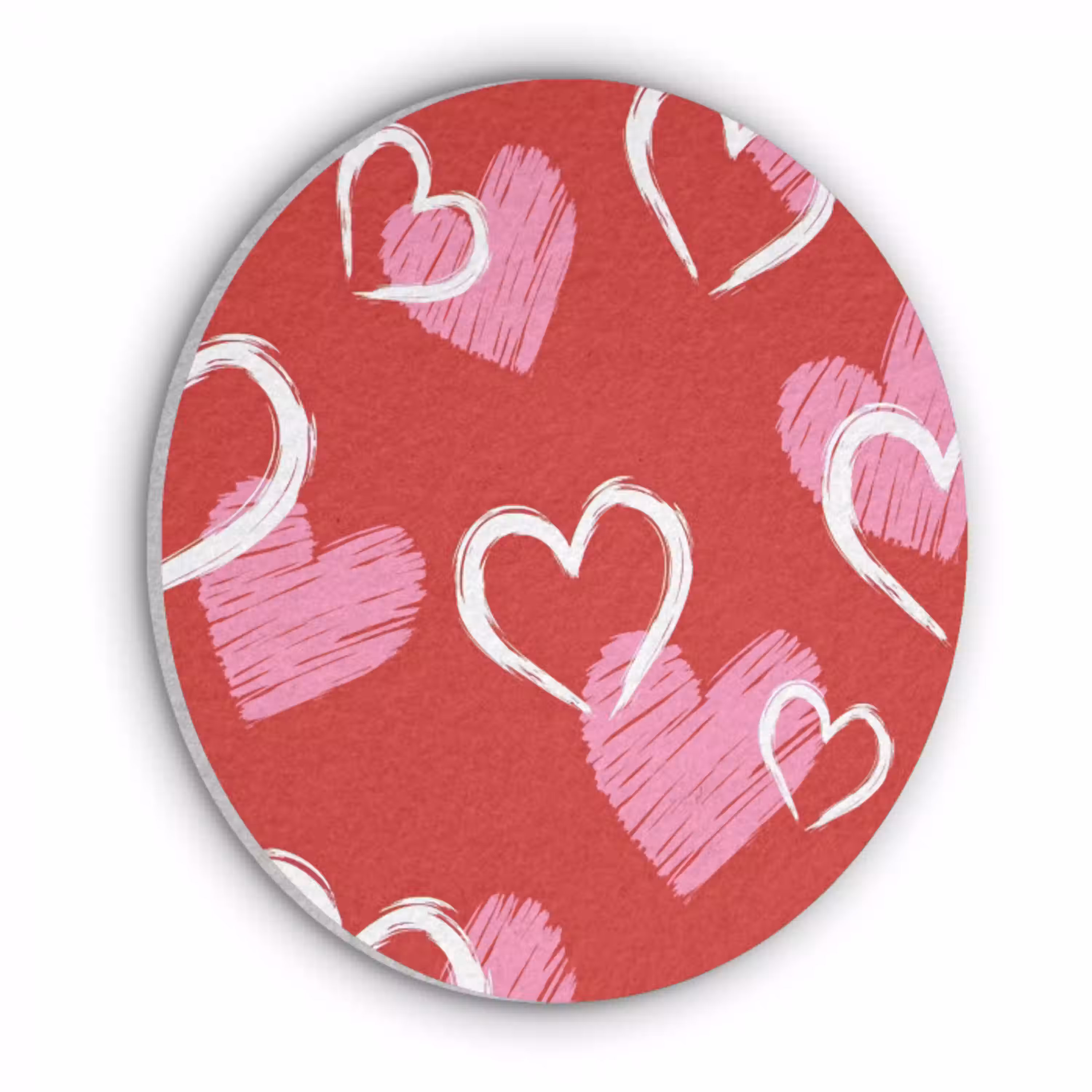 Patroon - Hartjes - Roze - Valentijn Akoestische PET Vilt - Rond klein -3d