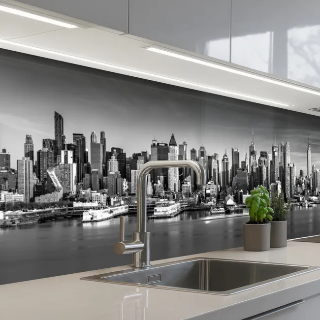 Kitchen splashback - Skyline - City - Skyscrapers - Black - White