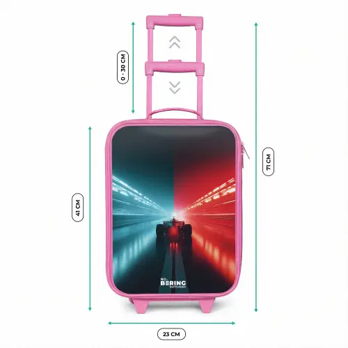 Baan - Raceauto - Neon - Rood Kinderkoffer - Roze klein -productfoto_formaten