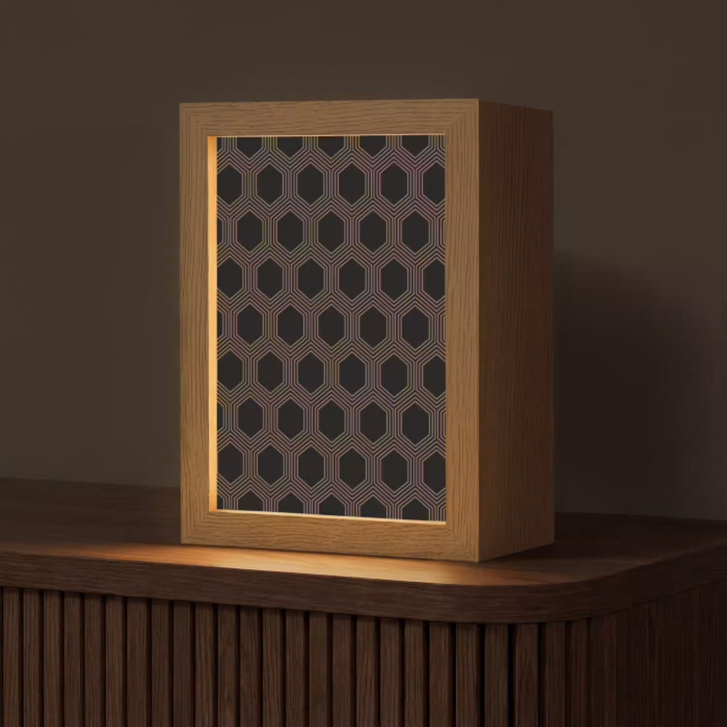 Parallel - Goud - Zwart - Bijenraatmotief Light Box met kabel (Tafellamp) klein 925 -z3d_website