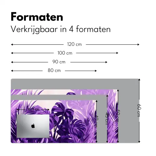 Bladeren - Paars - Tropisch - Abstract Muismat XXL klein -sfeer5