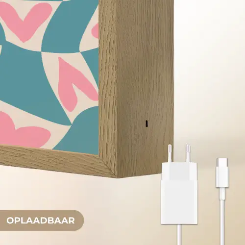 Blauw - Vlakken - Patroon - Hartjes Light Box met batterij (Wandlamp) middel 907 -USP_websiteoplaadbaarNL
