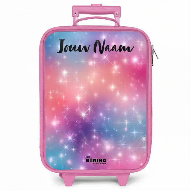 Kinderkoffer roze met naam - Sterren - Abstract - Kleuren