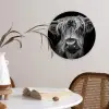 Schotse Hooglander - Horens - Zwart - Wit - Koe - Wild - Dieren Wandcirkel kunststof plaat 5mm dik klein -sfeer4