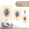 Bloemen - Blauw - Lijst - Bladeren tuinposter los doek klein -Xsfeer9_DE