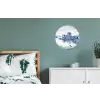 Schots - Kasteel - Blauw - Aquarel Wandcirkel aluminium klein -slaapkamer