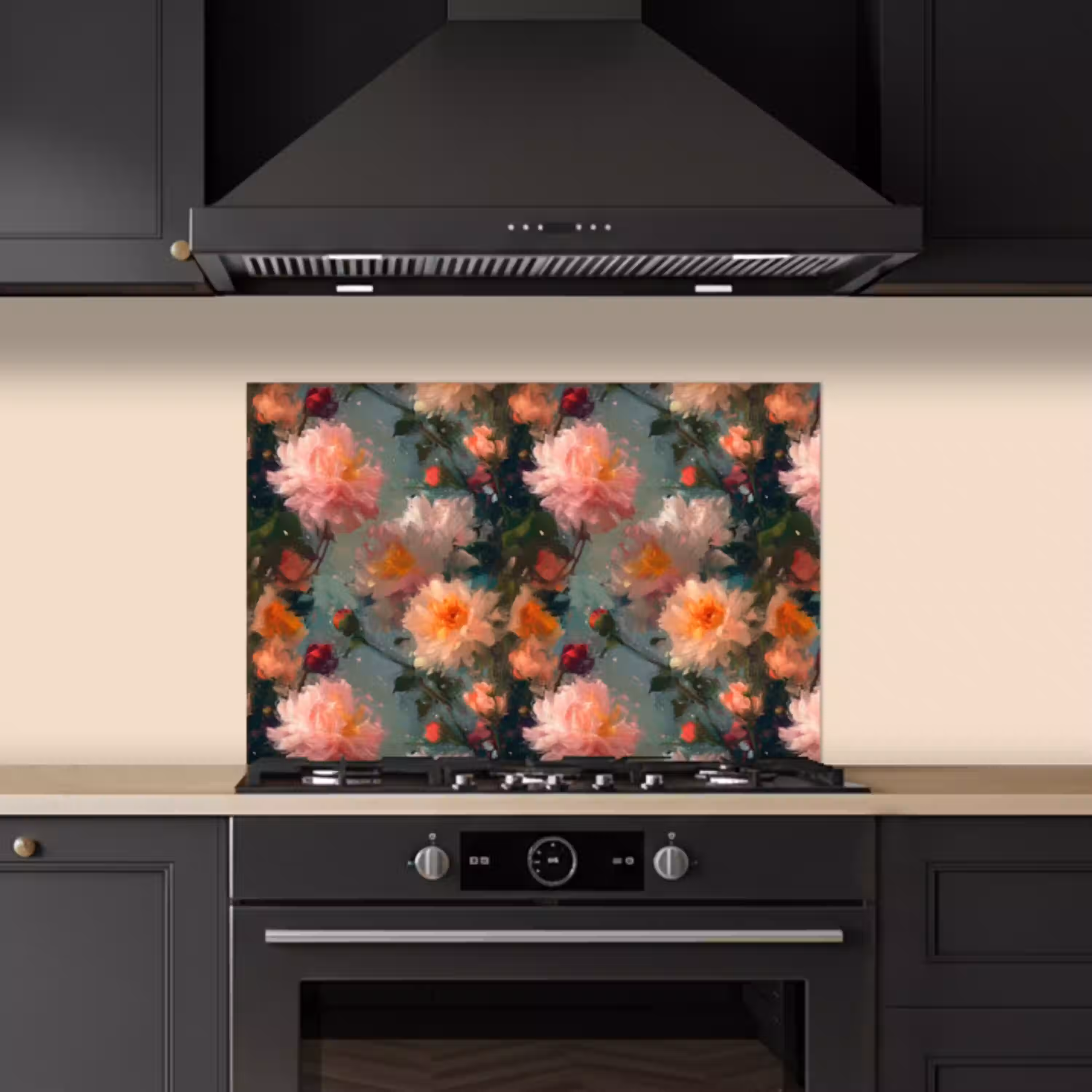 Dahlia - Bloemen - Patroon keuken achterwand spatscherm klein 900 -sfeer1