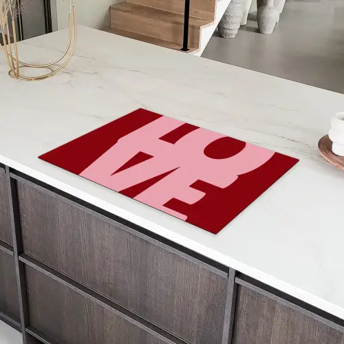 Love - Rood - Blokletters Inductie beschermer vinyl 3mm klein -sfeer8