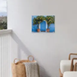 Citroenbomen - Geel - Deur - Potten tuinposter los doek klein -sfeer8