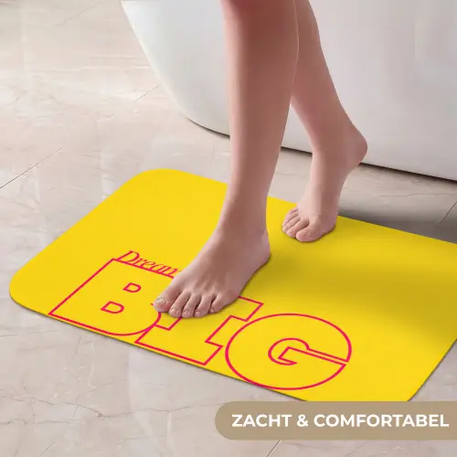 Dream big - Geel - Grafisch Badmat klein -USP_ZachtNL