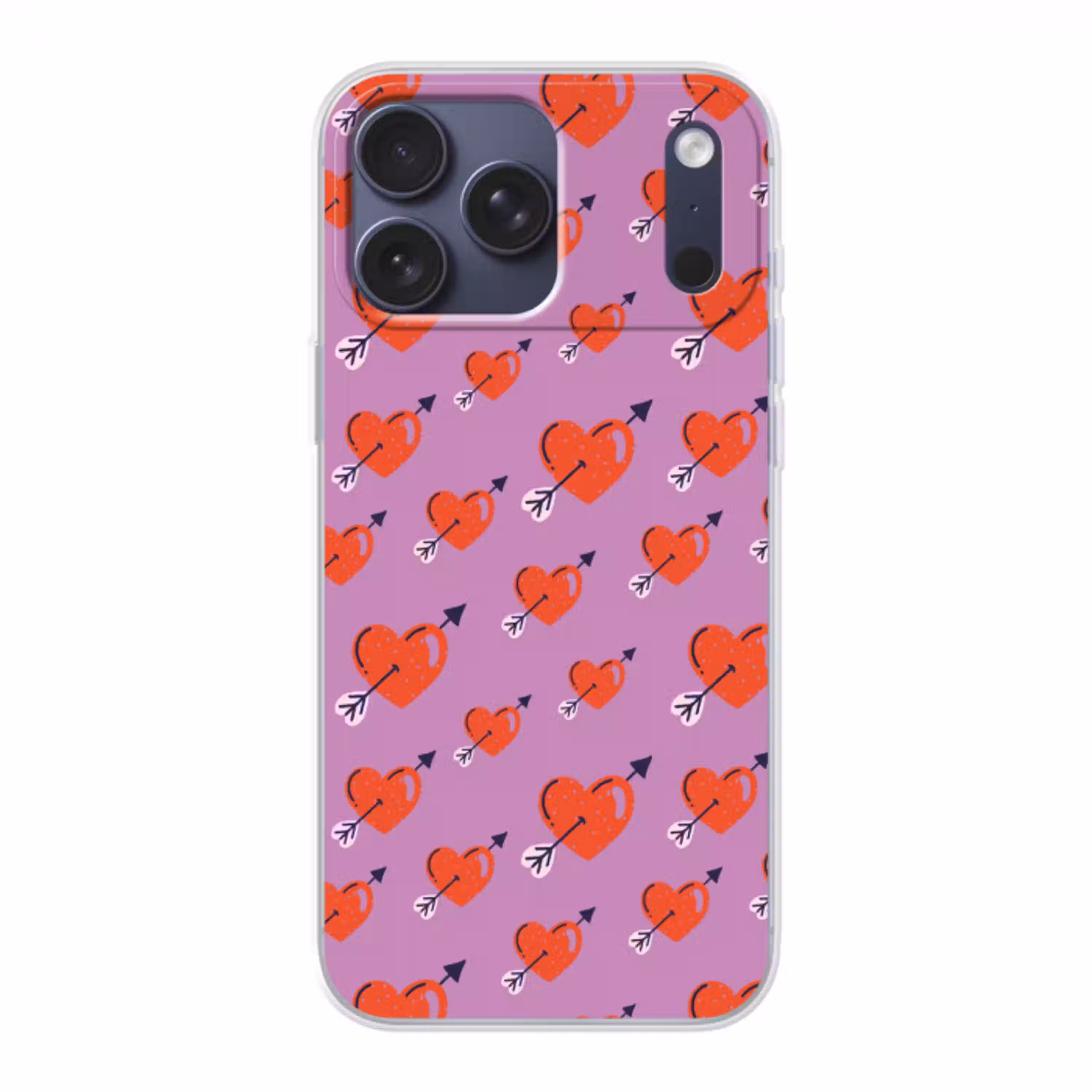 Hartjes - Rood - Paars - Print - Liefde Telefoonhoesje iPhone 17 Pro Max klein -3d