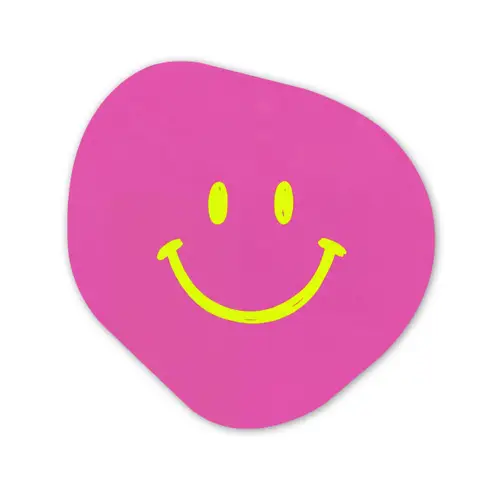 Smiley - Vrolijk - Roze Wandcirkel Organisch Forex 3mm klein -3d