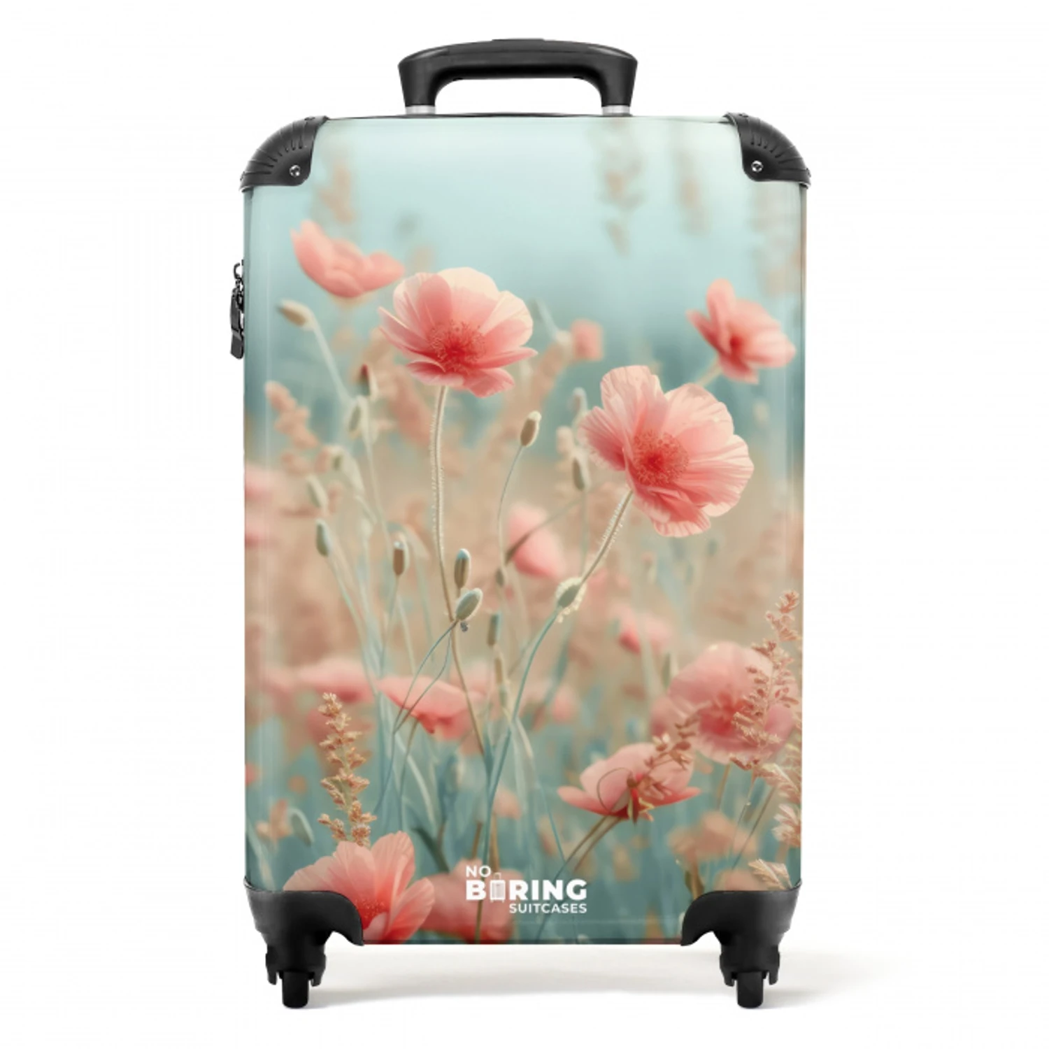 Bloemenveld met roze klaprozen NBS - Handbagage koffer - Unisex middel -productfoto_recht