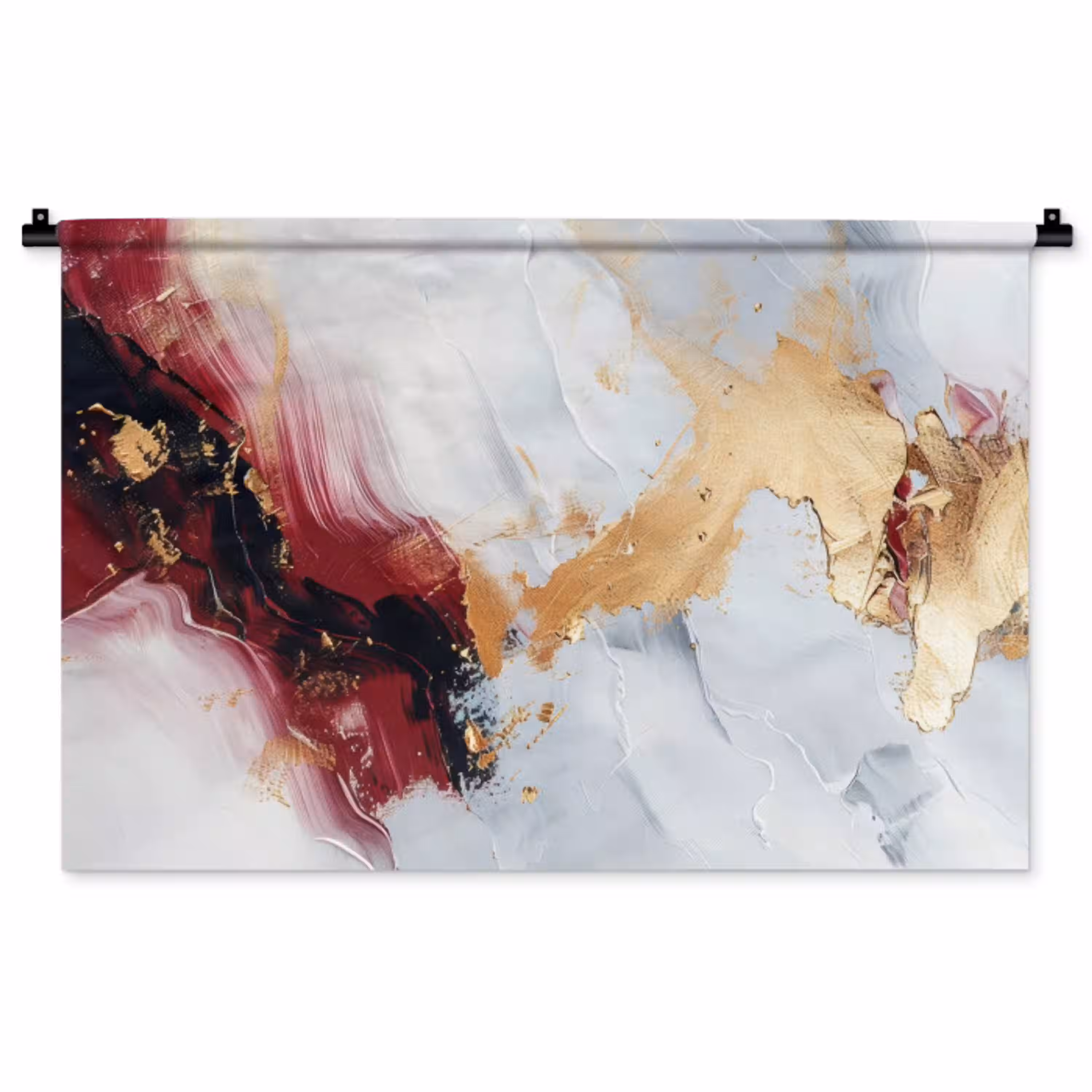 Rood - Abstract - Goud - Modern Wandkleed katoen middel -zz3d