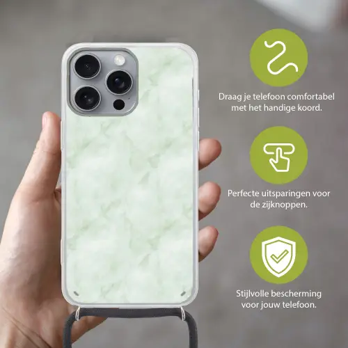 Groen - Marmer - Vloeiende aders Hoesje iPhone 16 Pro Max met koord klein 804 -sfeer2_NL