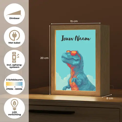 Dino - Blauw - Zonnebril - Wolken Light Box met kabel (Kinderlampje) klein -USP_NL