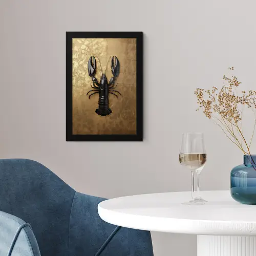 Kreeft - Zwart - Goud - Luxe fotolijst zwart zonder passe partout klein -sfeer4