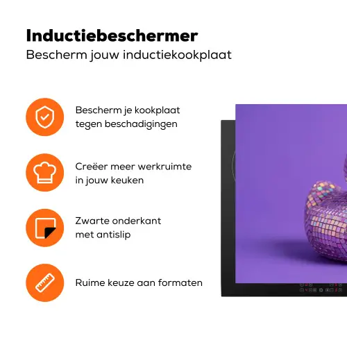 Disco - Eend - Paars Inductie beschermer vinyl 3mm klein -zzzzzzz-td-ups
