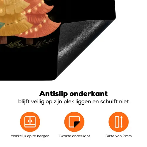 Kerstbomen - Kleurrijk - Lichtjes - Ster Inductie beschermer vinyl 3mm klein -zzzzzzz-td-onderkant