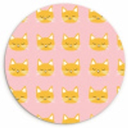 Katten - Patroon - Roze Wandcirkel kunststof plaat 5mm dik klein 188 -3d