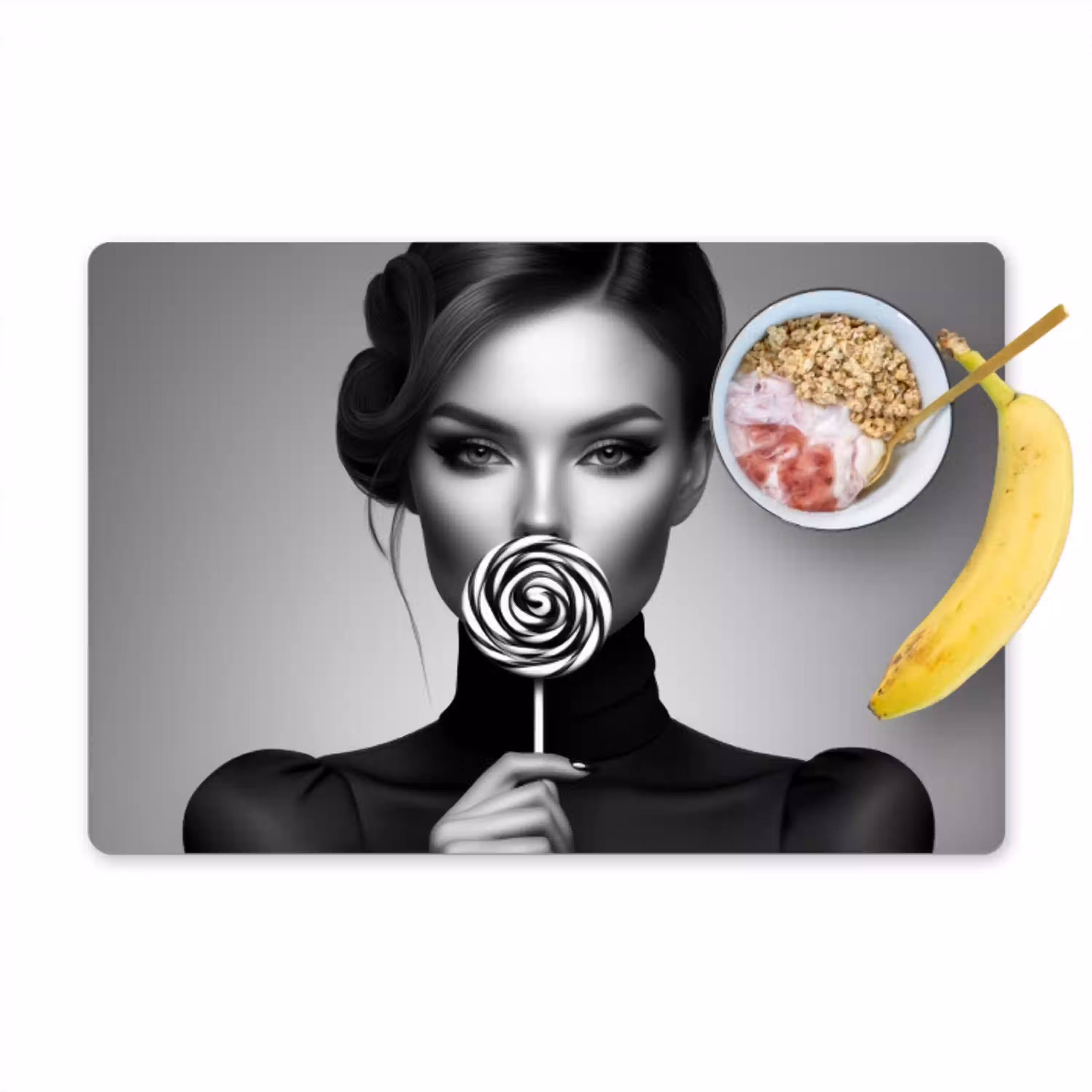 Vrouw - Lolly - Zwart Placemat vinyl groot -zzzproduct_Kitchenyeah-website