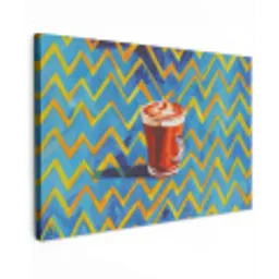 Mok - Koffie - Zigzag - Slagroom Tuinposter op houten frame 2 cm dik klein -3d