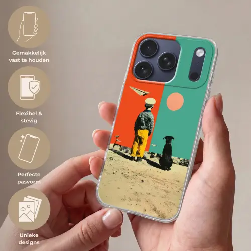Retro - Jongen - Hond - Rood - Groen Telefoonhoesje iPhone 17 Pro klein -sfeer3_NL