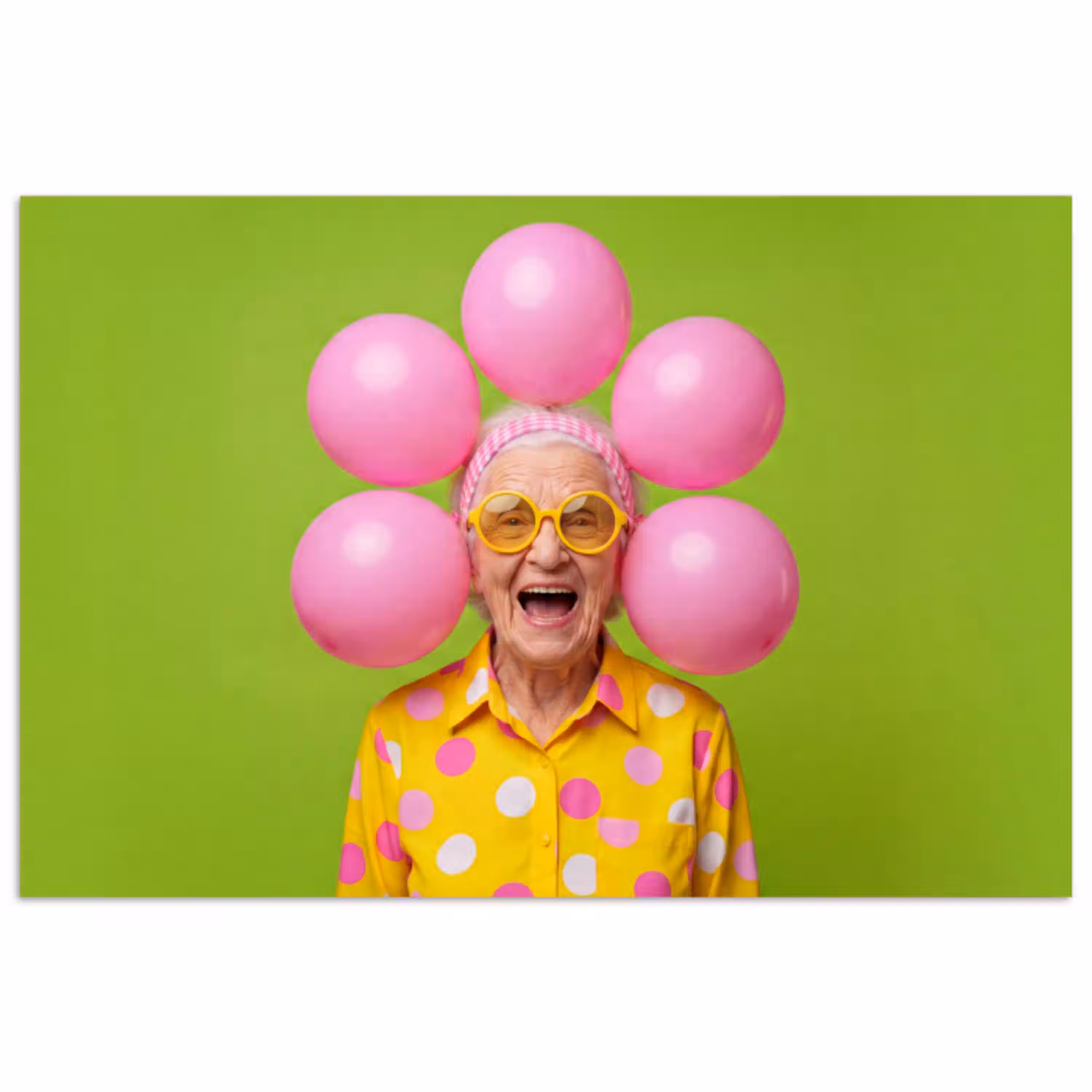 Mens - Ballonnen - Feest - Kleurrijk - Roze poster papier klein -3d