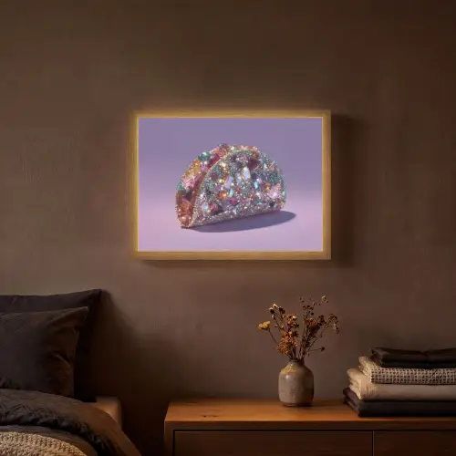 Edelstenen - Glitters - Paars - Kleurrijk Light Box met batterij (Wandlamp) middel -sfeer4