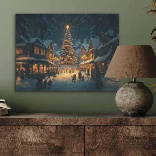 Kerstfeest - Dorp - Donker PET vilt klein -sfeer2