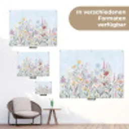 Weidebloemen - Illustratie - Kleurrijk tuinposter los doek klein -Xsfeer9_DE
