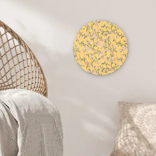 Bloemen - Motief - Geel Wandcirkel kunststof plaat 5mm dik klein 188 -sfeer5