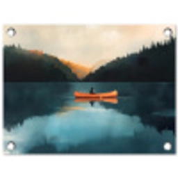 Bossen - Meer - Kano - Oranje tuinposter los doek klein -3d
