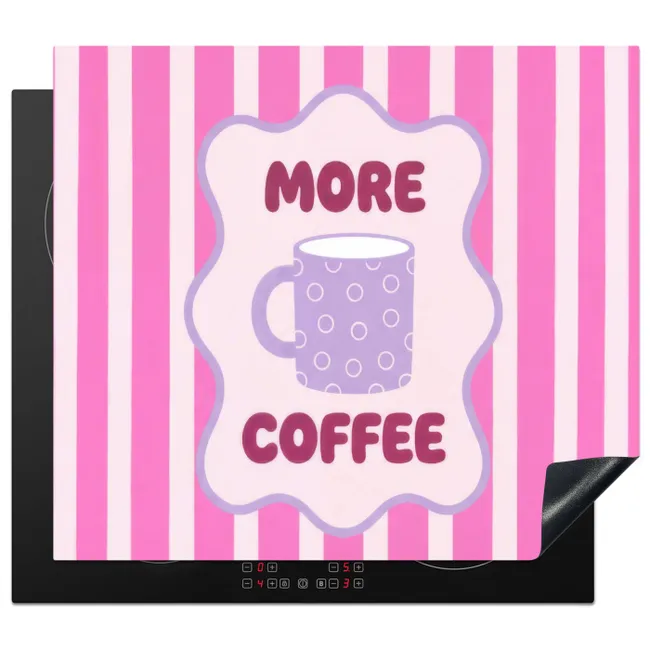 Inductiebeschermer - More coffee - Roze - Paars - Strepen - Mok