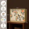Vogel - Tak - Bloemen - Oranje Light Box met batterij (Wandlamp) middel -USP_websiteoverzichtNL