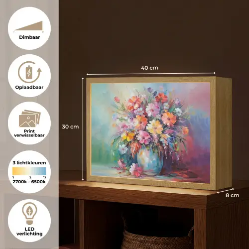 Bloemen - Kunst - Schilderij - Lente - Boeket Light Box met batterij (Wandlamp) middel -USP_websiteoverzichtNL