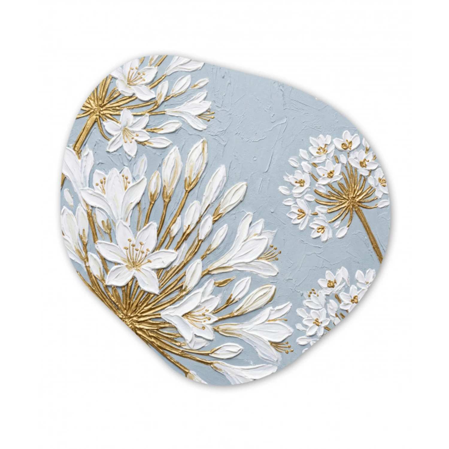 Illustratie - Bloemen - Blauw Wandcirkel Organisch Aluminium middel -3d