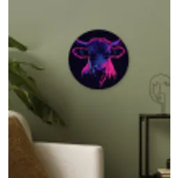 Stier - Neon - Zwart - Kleur Wandcirkel plexiglas klein -sfeer3