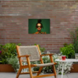 Vrouw - Groen - Modern - Bril - Abstract Tuinposter op houten frame 2 cm dik klein -sfeer3