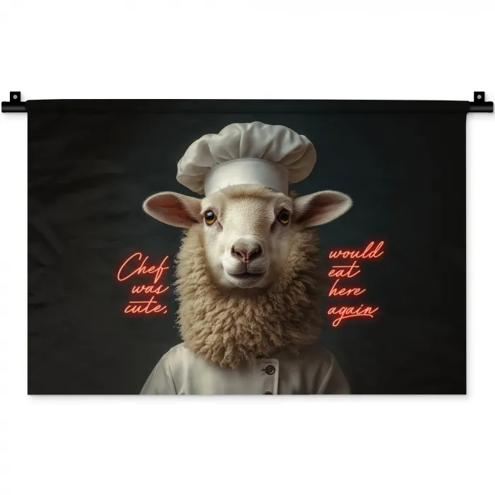 Schaap - Kokskleding - Neon - Quote Wandkleed katoen klein -zz3d