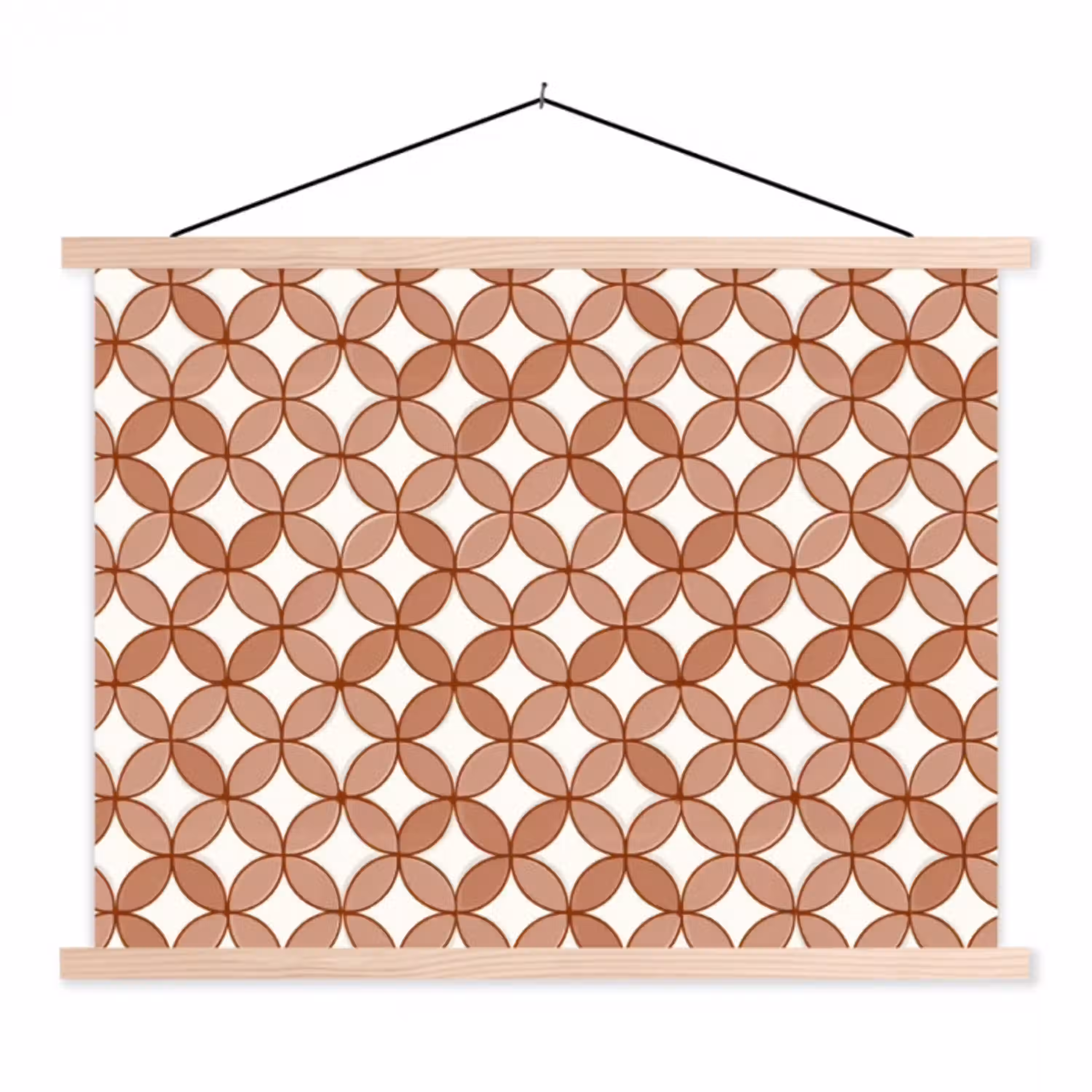 Geometrisch - Cirkels - Modern - Terracotta textielposter latten blank klein 122 -3d