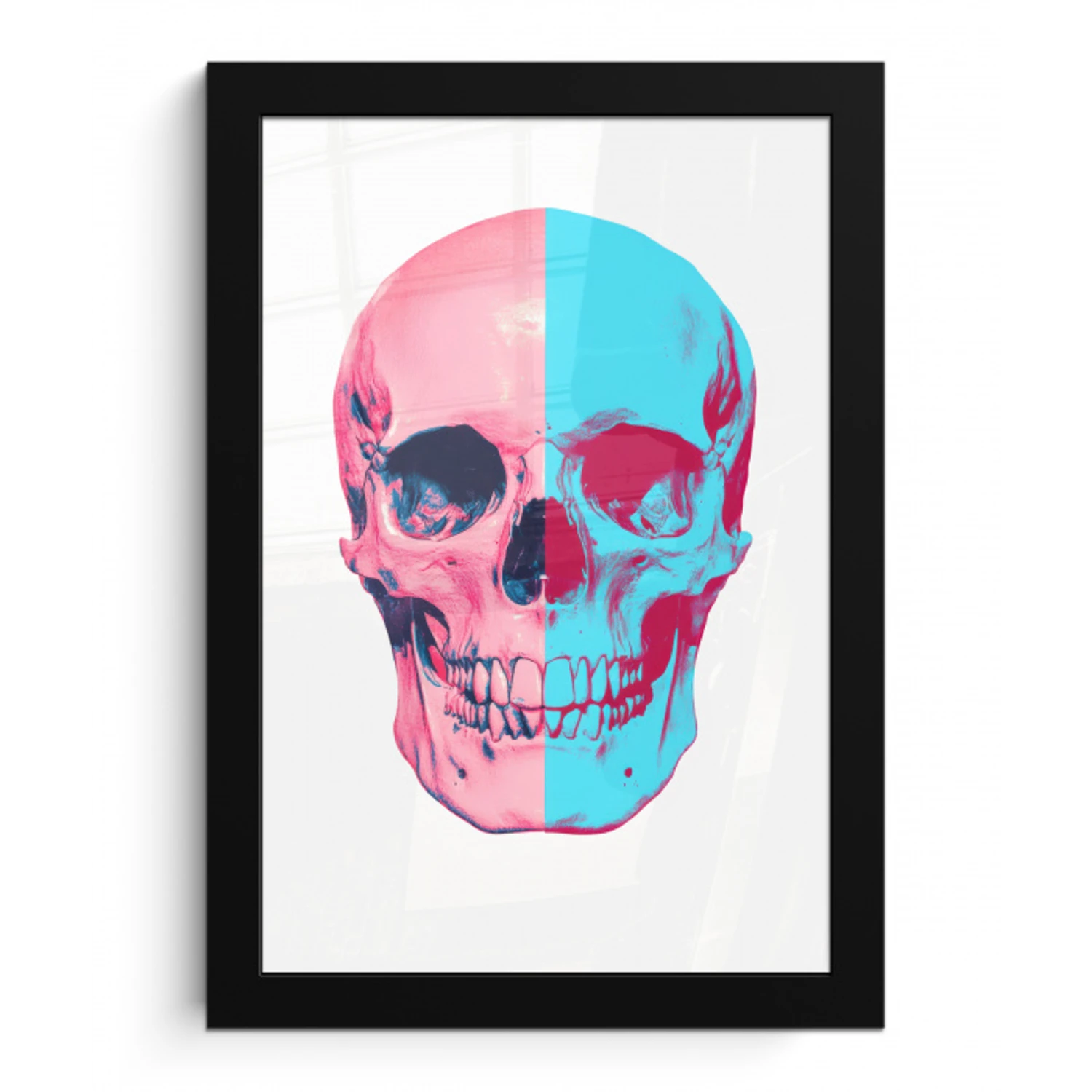 Schedel - Grafisch - Roze - Verdeeld fotolijst zwart zonder passe partout klein -3d