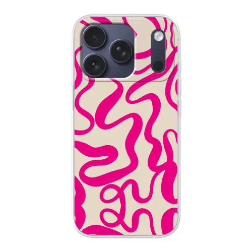 Lijnen - Roze - Beige - Abstract - Minimalistisch Telefoonhoesje iPhone 17 Pro klein -3d