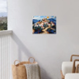 Dorp - Heuvelachtig - Zon - Mozaïek tuinposter los doek klein -sfeer8