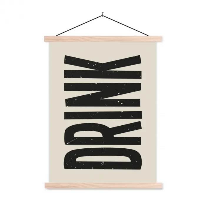Vintage - Zwart - Decoratie - Japandi textielposter latten blank klein -3d